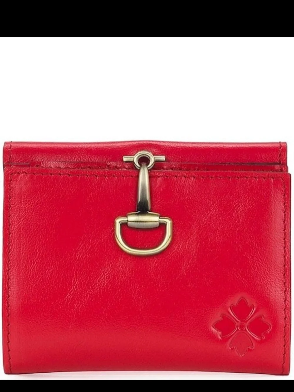 Patricia Nash Strawberry Pink Leather Wallet with Gold Metal Accented Closure.